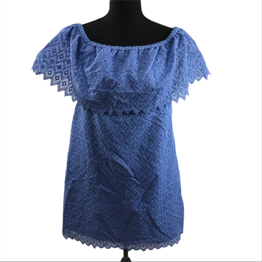 NWT Blue Crochet Off Shoulder Top Kensie